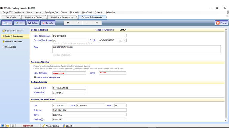 pet shop funcionarios